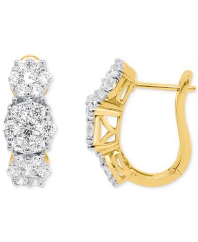 Серьги Forever Grown Diamonds Lab Grown Diamond Triple Cluster Statement в Sterling Silver или 14k Gold-Plated Sterling Silver