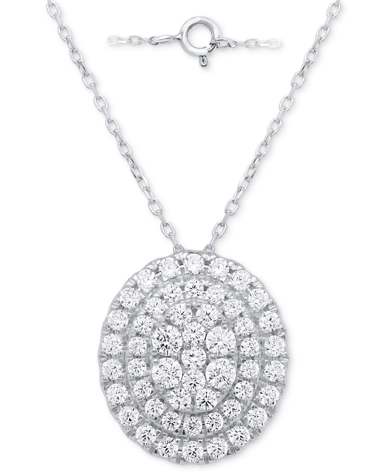 Подвеска-ожерелье Forever Grown Diamonds Lab Grown Diamond Double Halo Cluster 18" в Sterling Silver или 14k Gold-Plated Sterling Silver