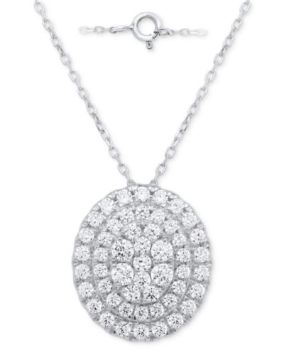 Подвеска-ожерелье Forever Grown Diamonds Lab Grown Diamond Double Halo Cluster 18" в Sterling Silver или 14k Gold-Plated Sterling Silver
