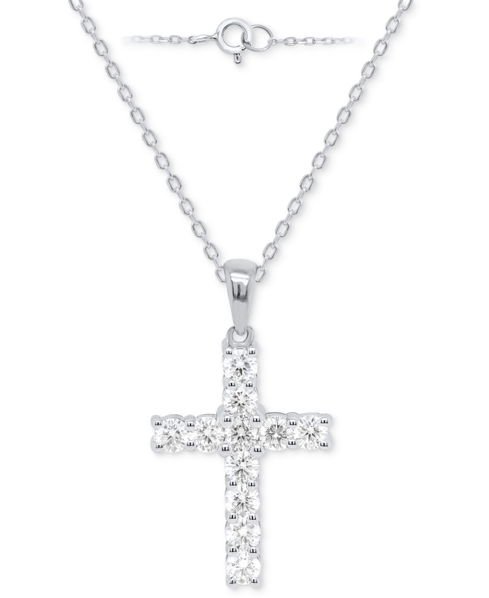 Подвеска-кулон Forever Grown Diamonds Lab Grown Diamond Cross 18" из стерлингового серебра или позолоченного стерлингового серебра