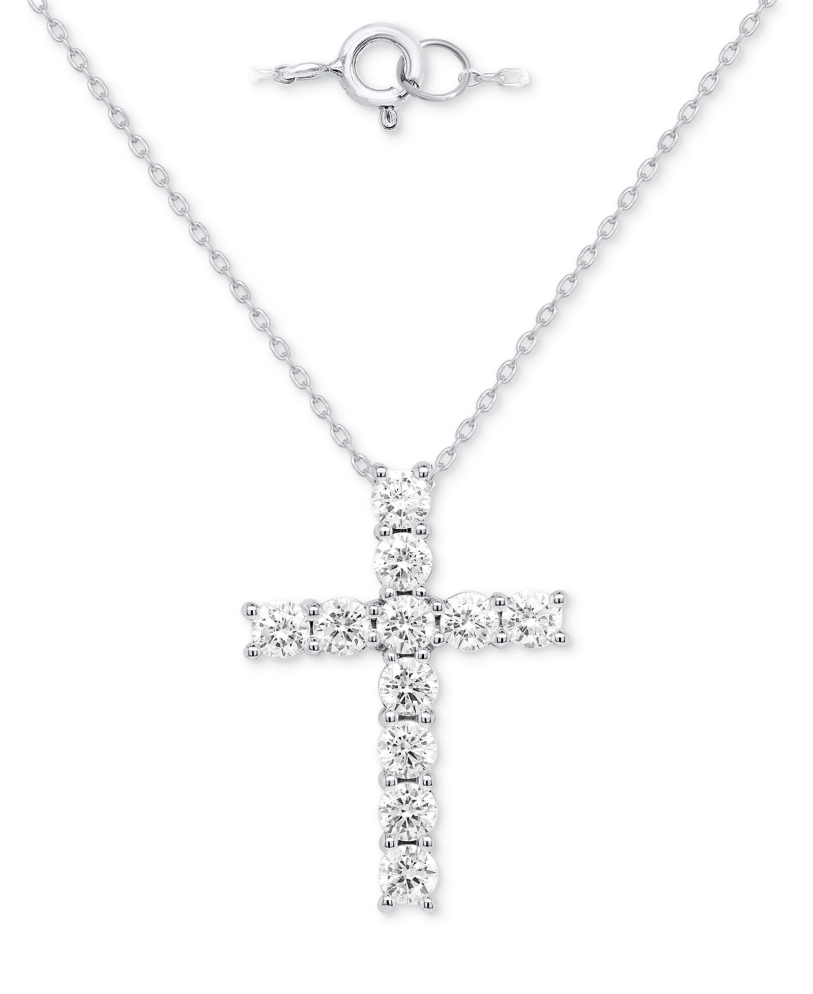 Forever Grown Diamonds кулон-крест с лабораторным бриллиантом, 18", 2 карата суммарно, стерлинговое серебро или серебро с позолотой 14k