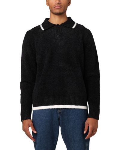 XXIII Men's Fluffy Long Sleeve Polo Shirt- Blue, 2XL