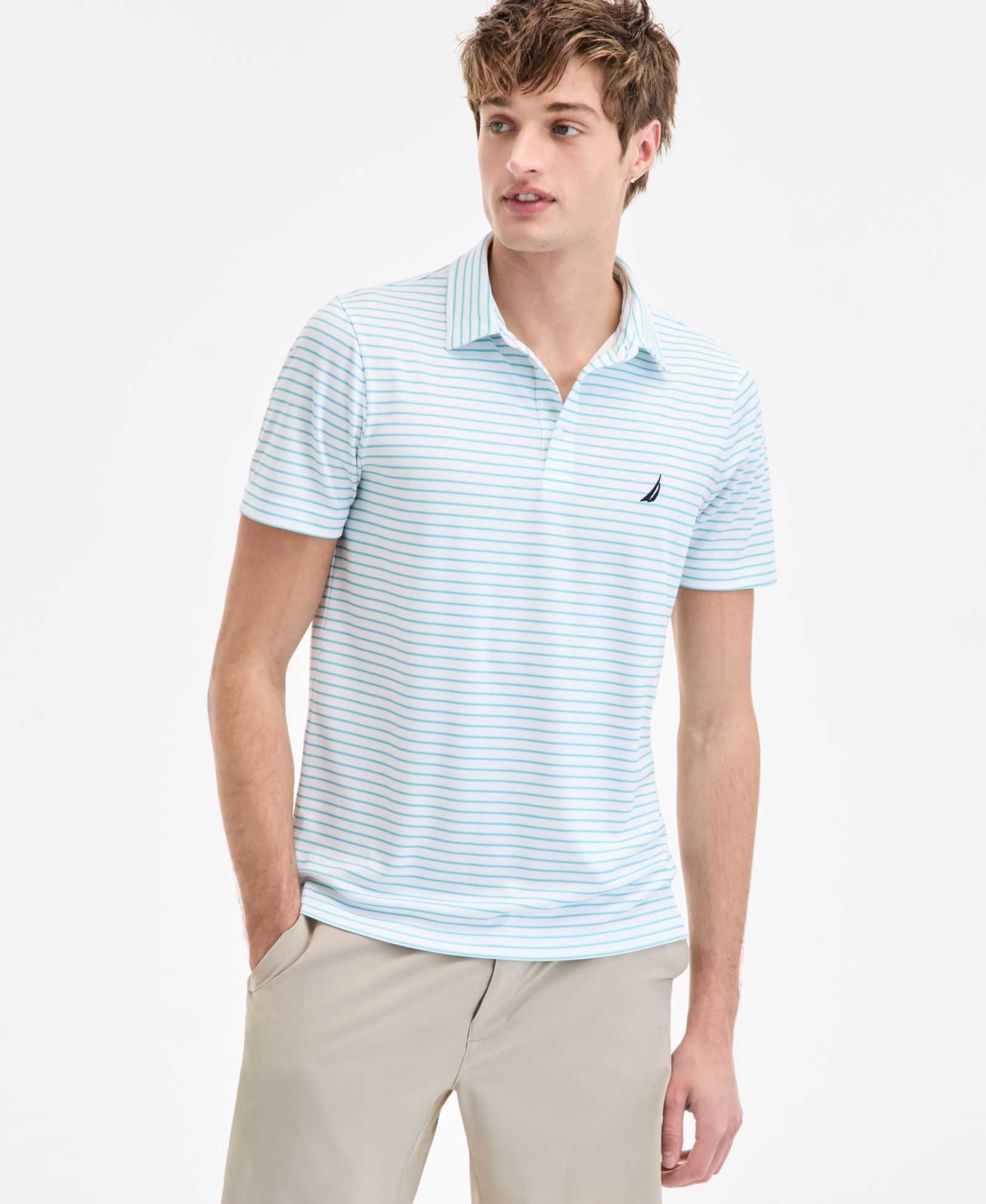 Men’s Classic-Fit Stripe Print Performance Golf Polo Shirt