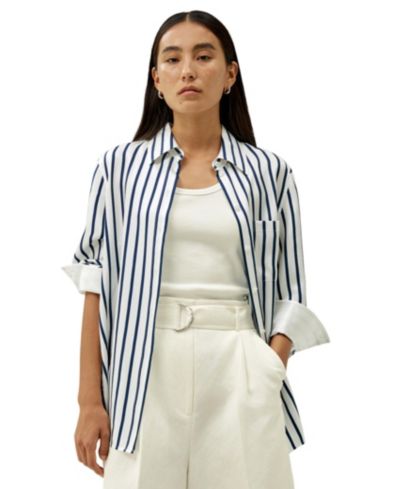LILYSILK Women's Oversized Palma Stripe Silk Shirt