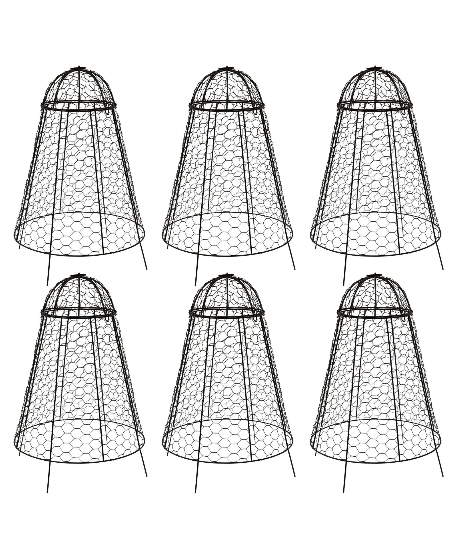 Sunnydaze Decor Chicken Wire Plant Protector Cage - Garden Cloche with Removable Cover - 6 Pack - Protects from Rabbits and Animals