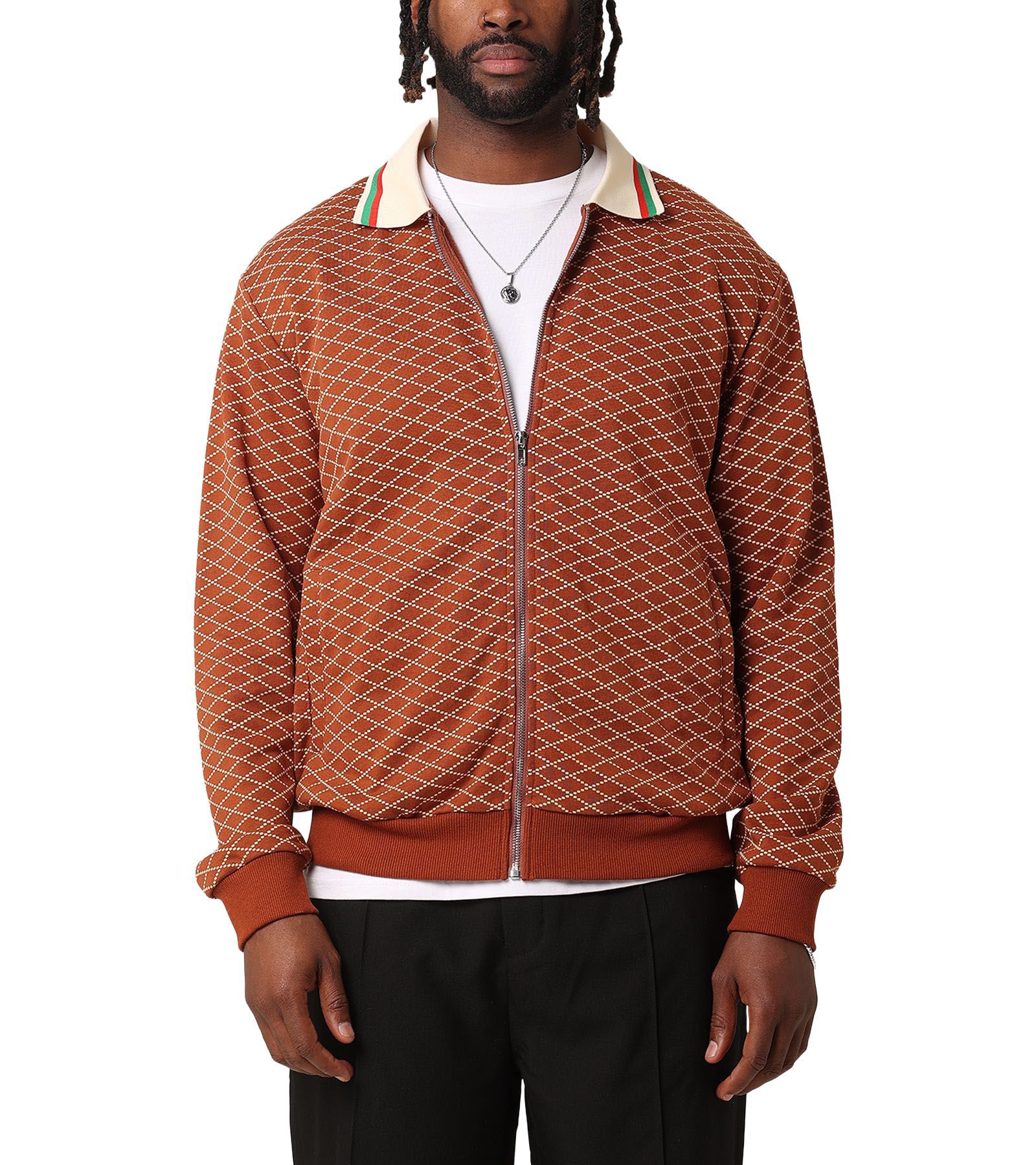 XXIII Men's Printed Bomber Jacket- Brown, S