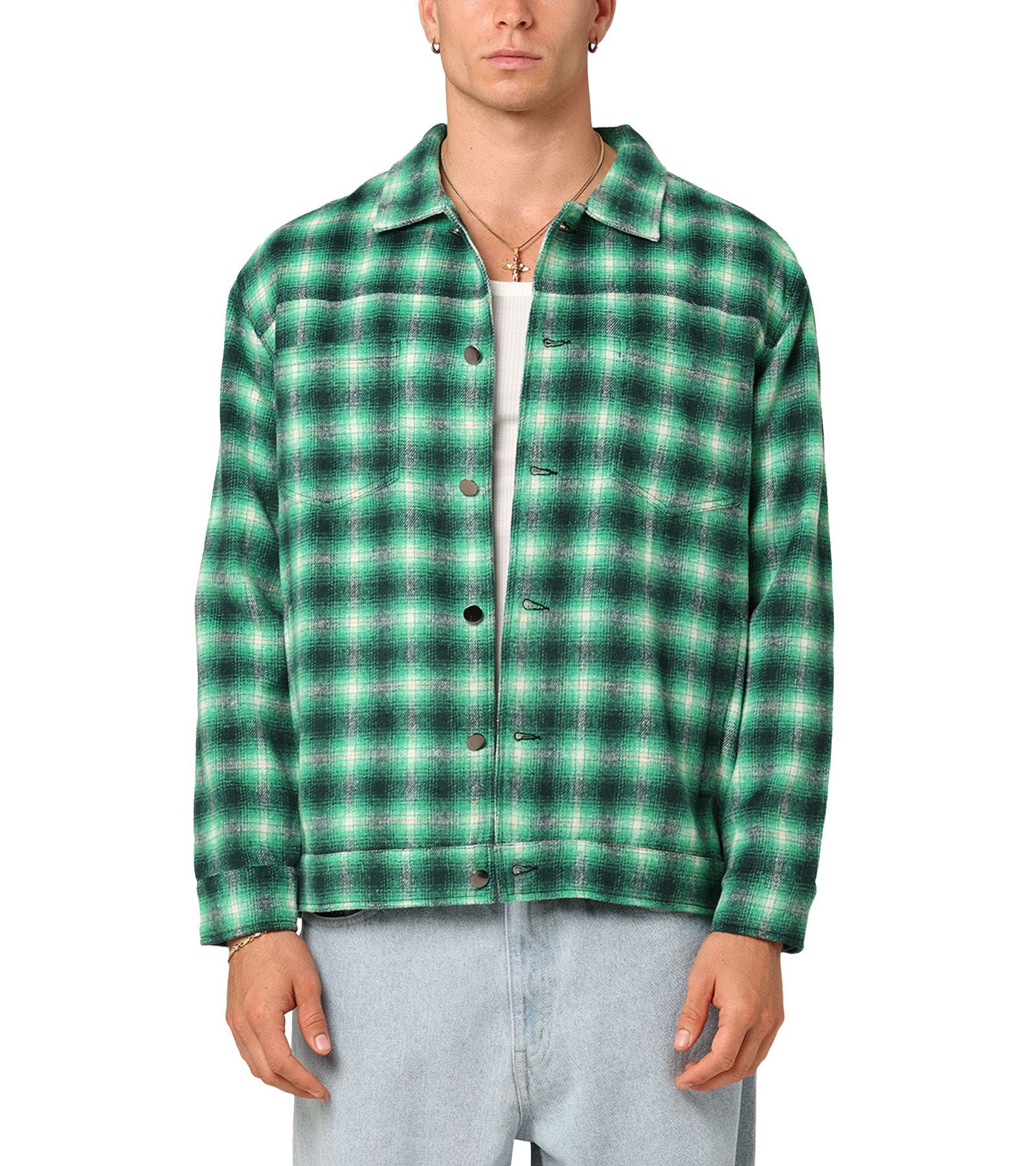XXIII Men's Darby Plaid Shacket- Dark Green, S