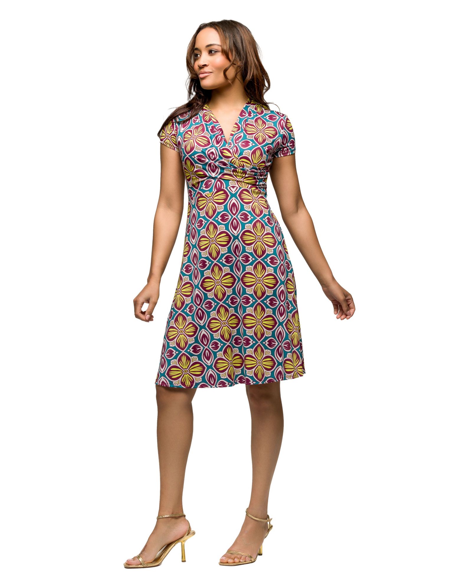 Женское миди-платье 24seven Comfort Apparel Short Sleeve Knee Length V Neck Wrap