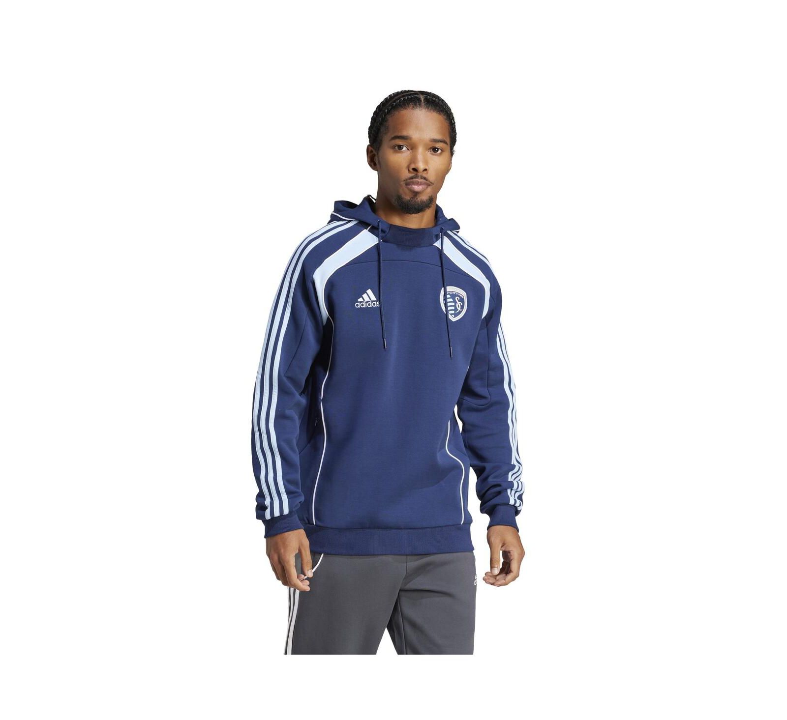 Adidas Men's Navy Sporting Kansas City 2025 Travel Pullover Hoodie