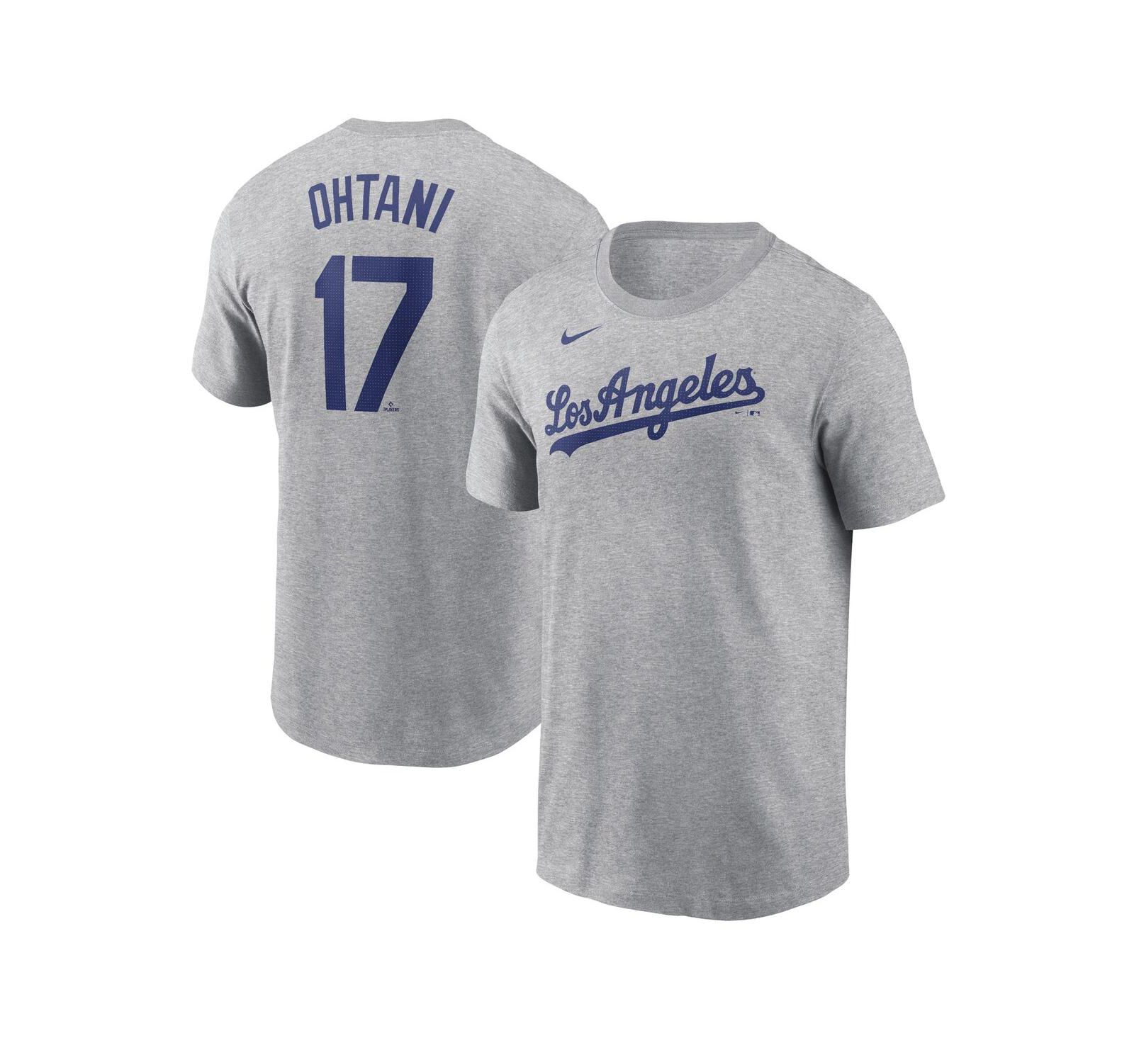 Nike Men's Shohei Ohtani Gray Los Angeles Dodgers 2024 Fuse Name & Number T-Shirt