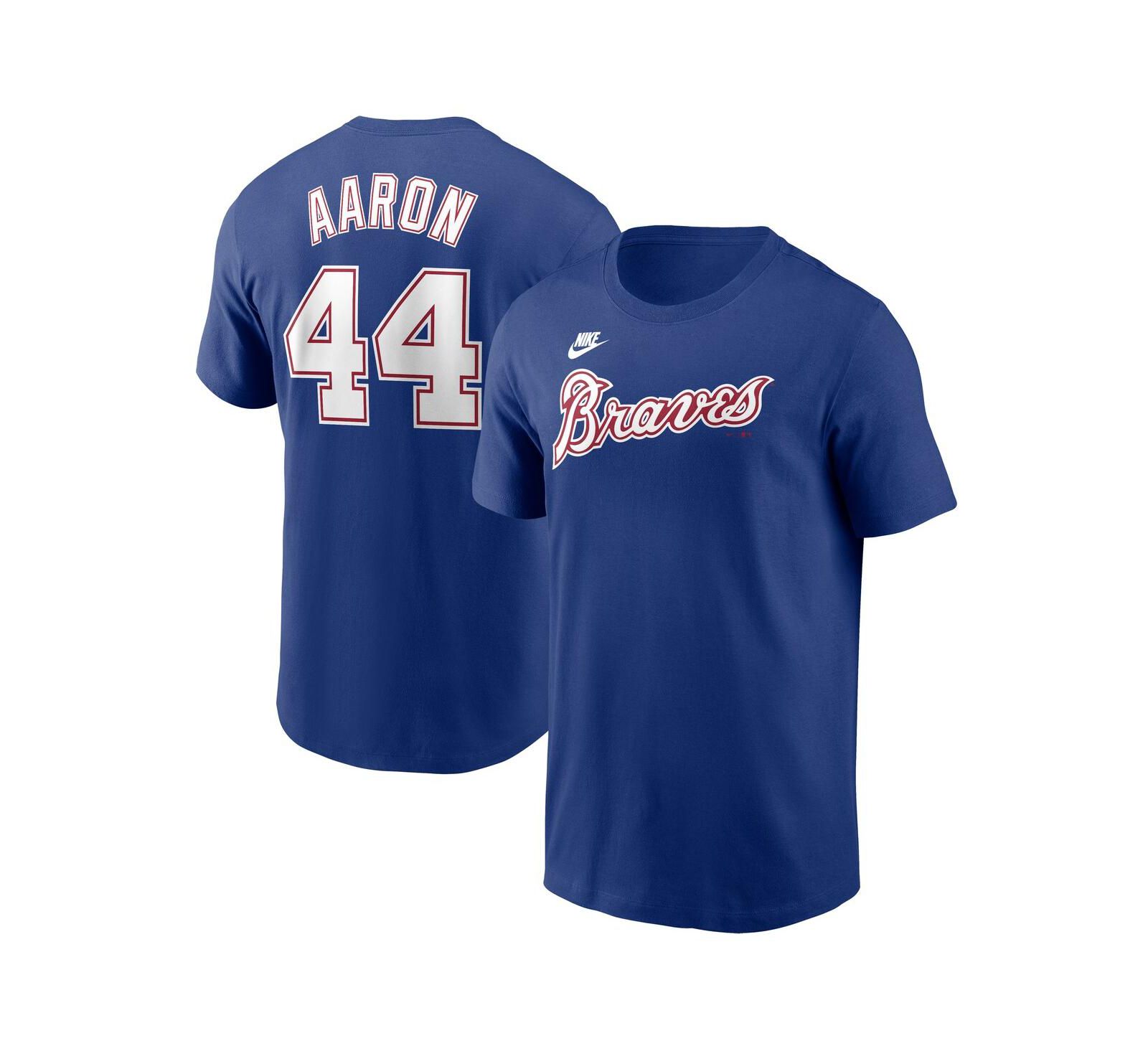 Мужская футболка Nike Hank Aaron Royal Atlanta Braves Cooperstown Collection Fuse с именем и номером
