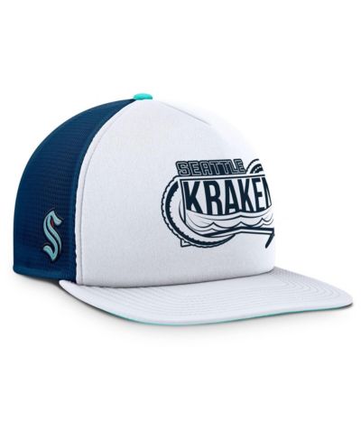 Fanatics Мужская кепка Fanatics White/Deep Sea Blue Seattle Kraken Authentic Pro Hometown Rink Foam Trucker Snapback