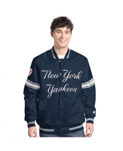 Мужская университетская куртка Starter Navy New York Yankees Scout Full-Snap Varsity