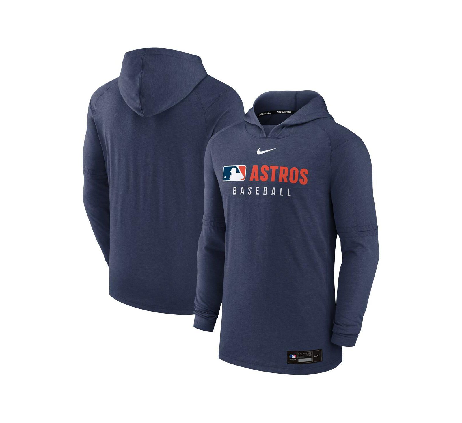 Nike Men's Heather Navy Houston Astros Authentic Collection Tri-Blend Performance Pullover Hoodie