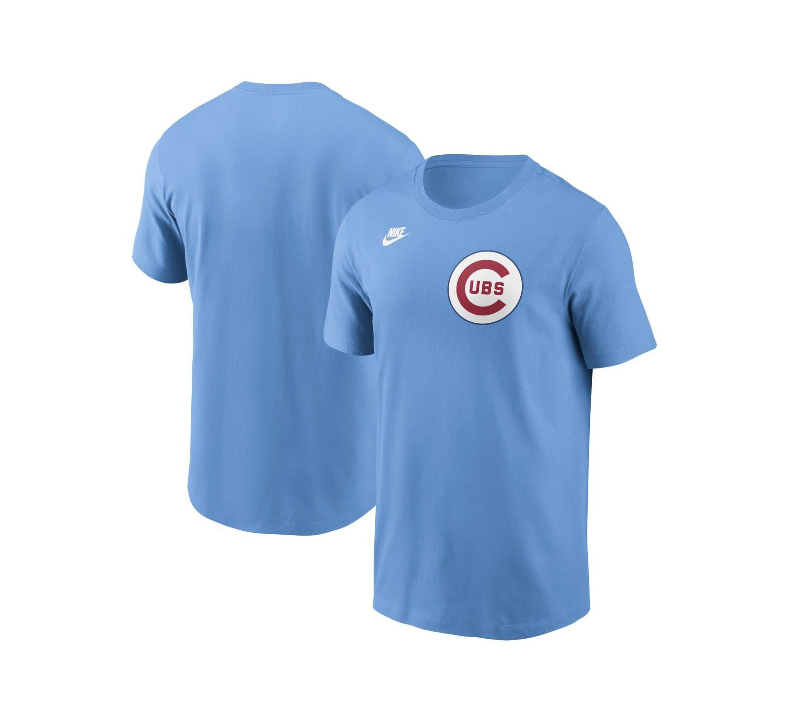 Nike Мужская светло-голубая футболка Chicago Cubs Cooperstown Wordmark