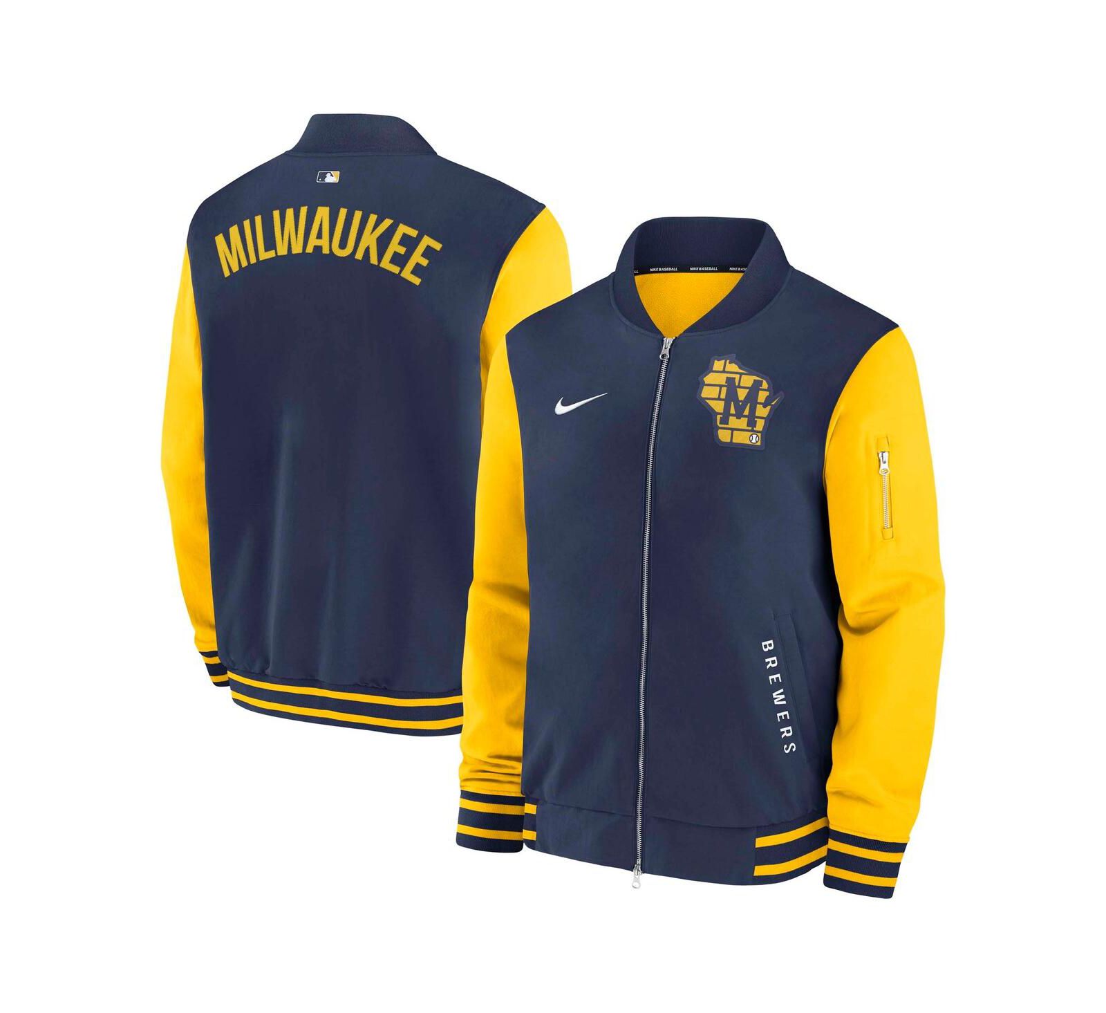 Мужская куртка-бомбер Nike Milwaukee Brewers Authentic Collection Dugout Full-Zip