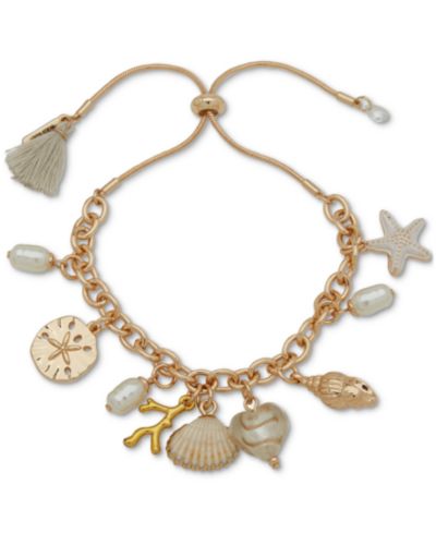 Браслет lonna & lilly Gold-Tone Stone & Imitation Pearl Sea-Motif Charm