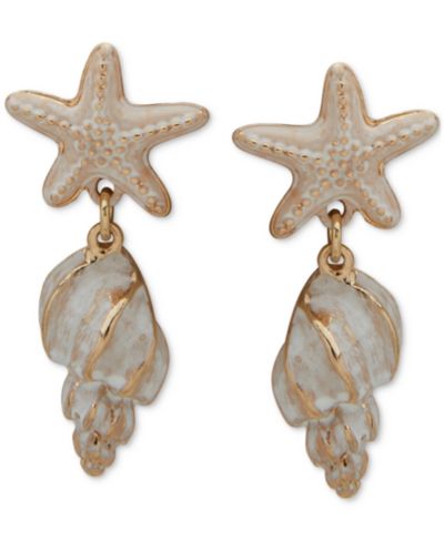 lonna & lilly Серьги-подвески Gold-Tone Starfish & Shell