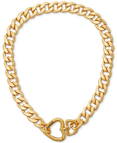 GUESS Gold-Tone Heart Closure Chunky Open Link 18" Chain Necklace