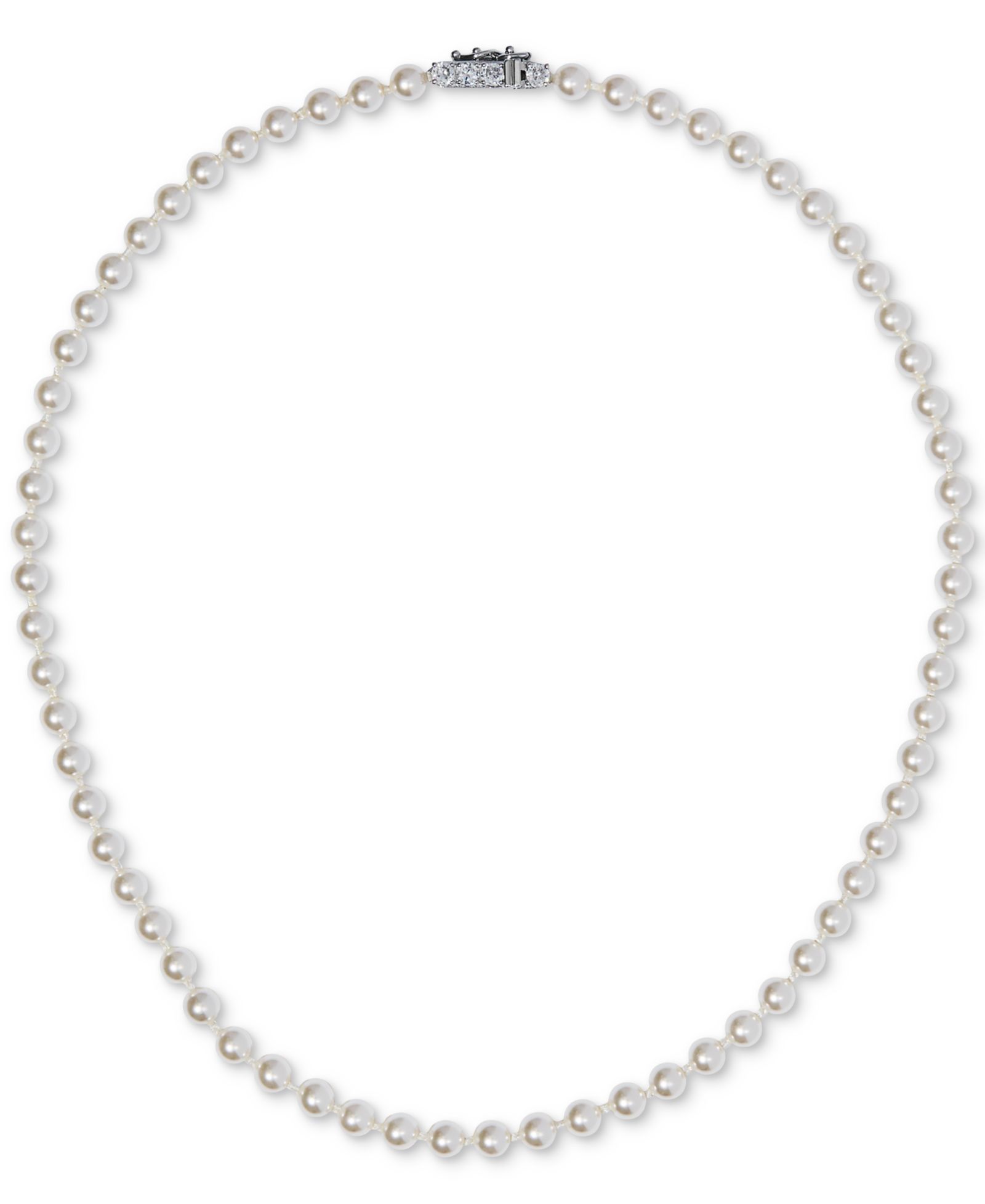 Колье Eliot Danori Silver-Tone Imitation Pearl & Cubic Zirconia Clasp 16" Strand Collar