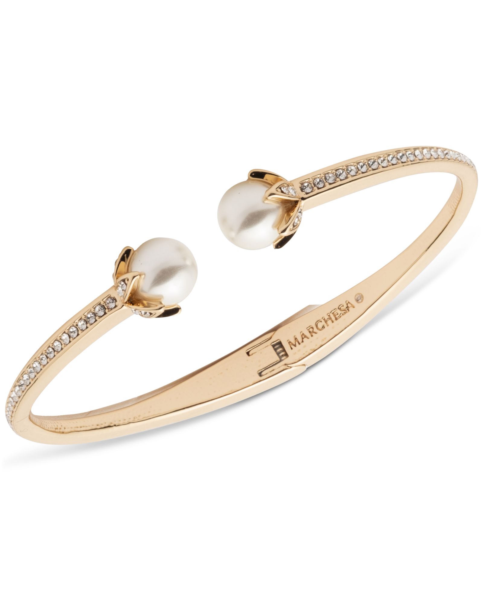 Marchesa Gold-Tone Pavé & Imitation Pearl Cuff Bracelet