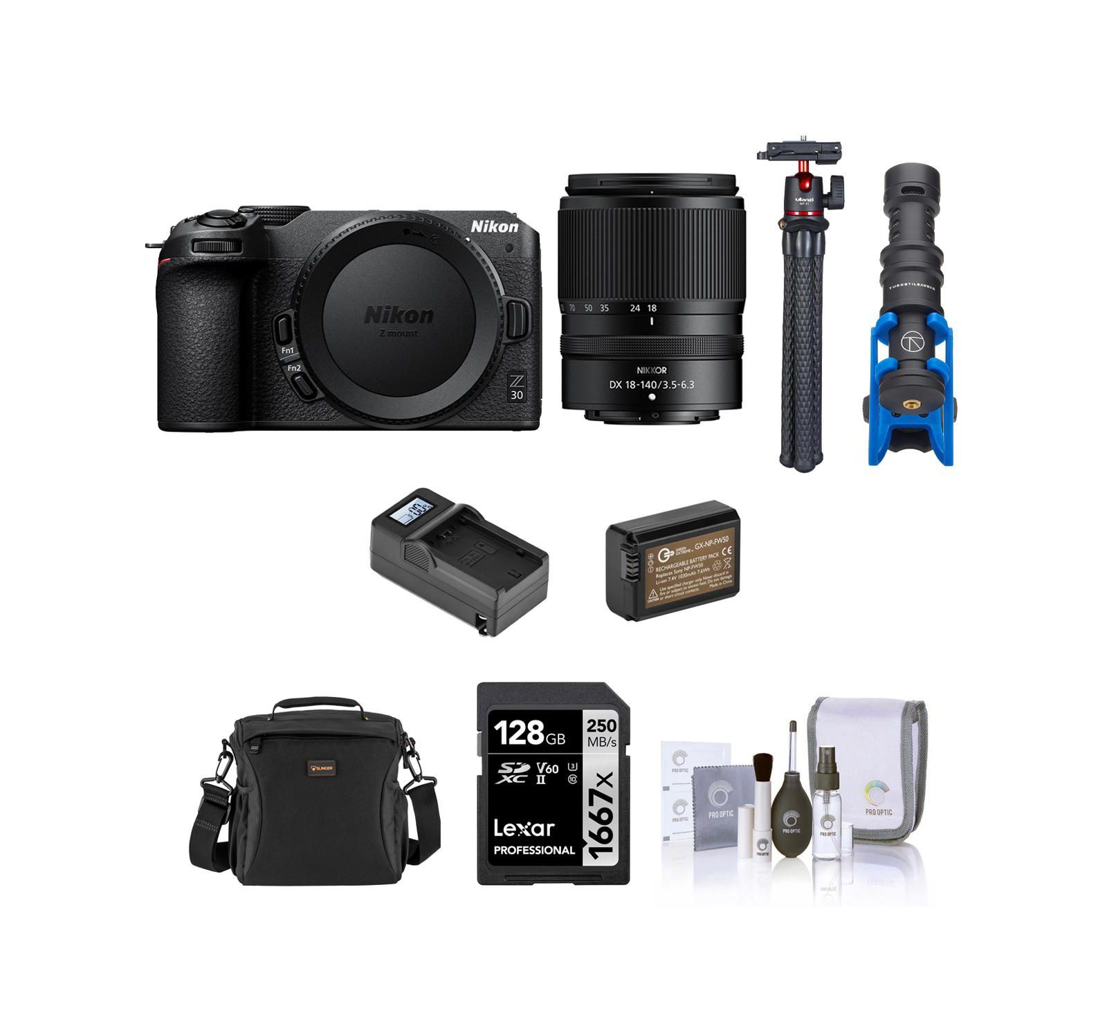Nikon Z 30 DX Mirrorless Camera w/18-140mm Lens, w/128GB Card, Battery, Mic