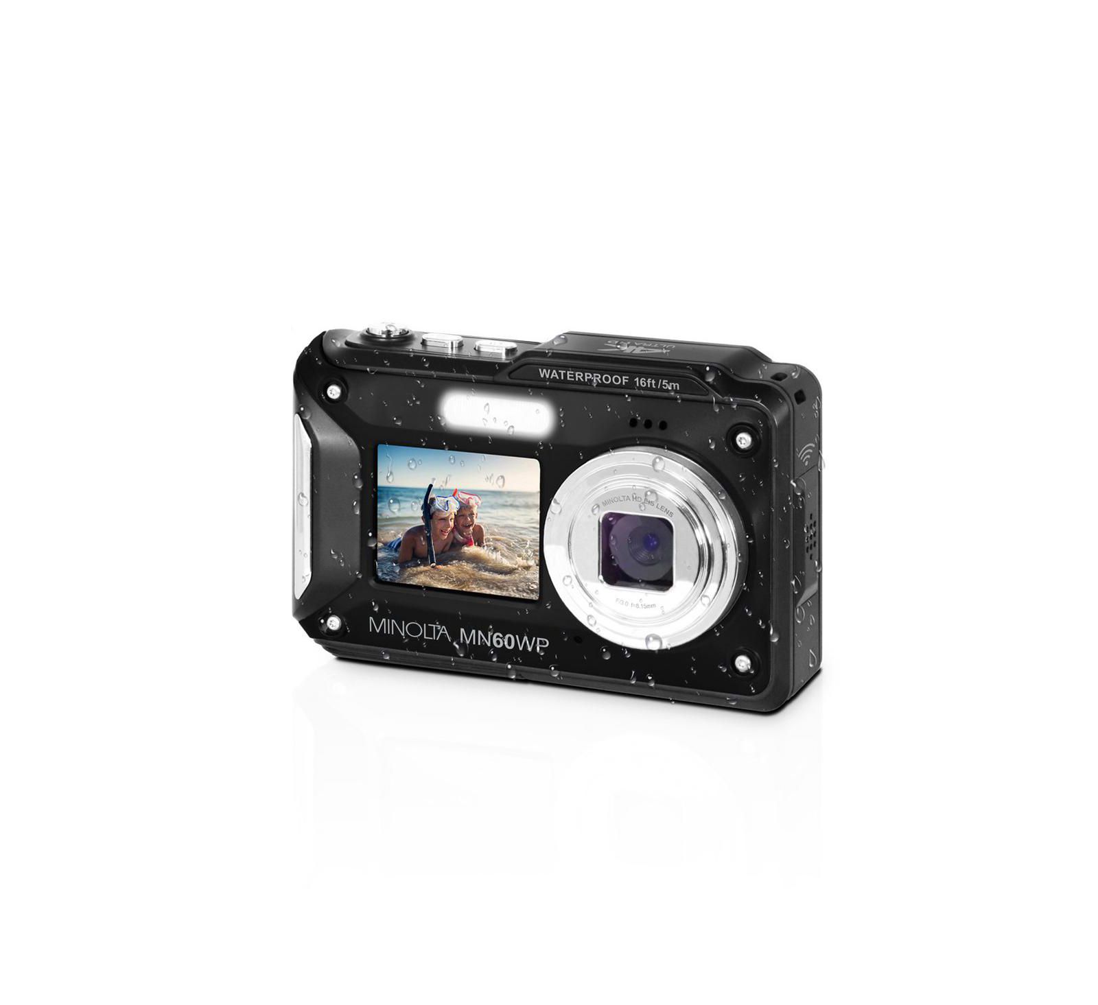 Minolta MN60WP водонепроницаемая цифровая камера с двойным экраном, Blue