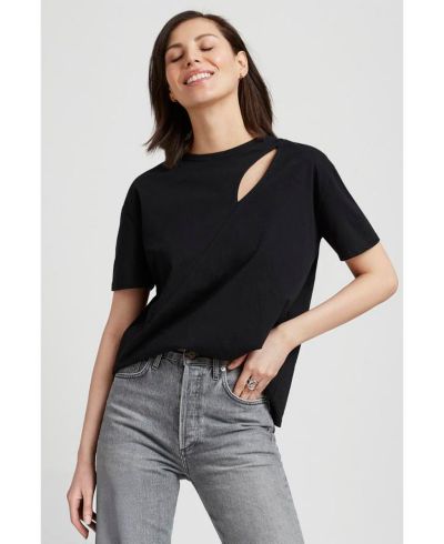 Marcella Women's Leonie Organic Cotton Jersey Boxy Half-Sleeve Cutout-Shoulder Top
