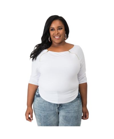 Poetic Justice Plus Size футболка с коротким рукавом и молнией на плечах