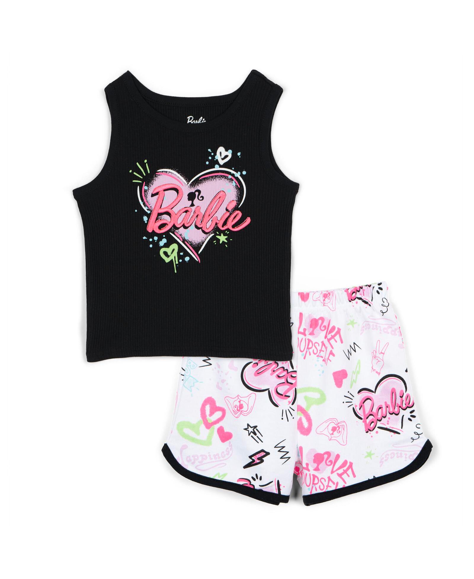 Barbie Girls' 2-Piece Sleeveless Tank Top and Shorts Set