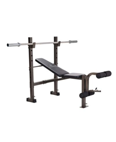 Stamina Adjustable Steel Weight Bench Barbell Rack Combo Set for Home Gym, Black