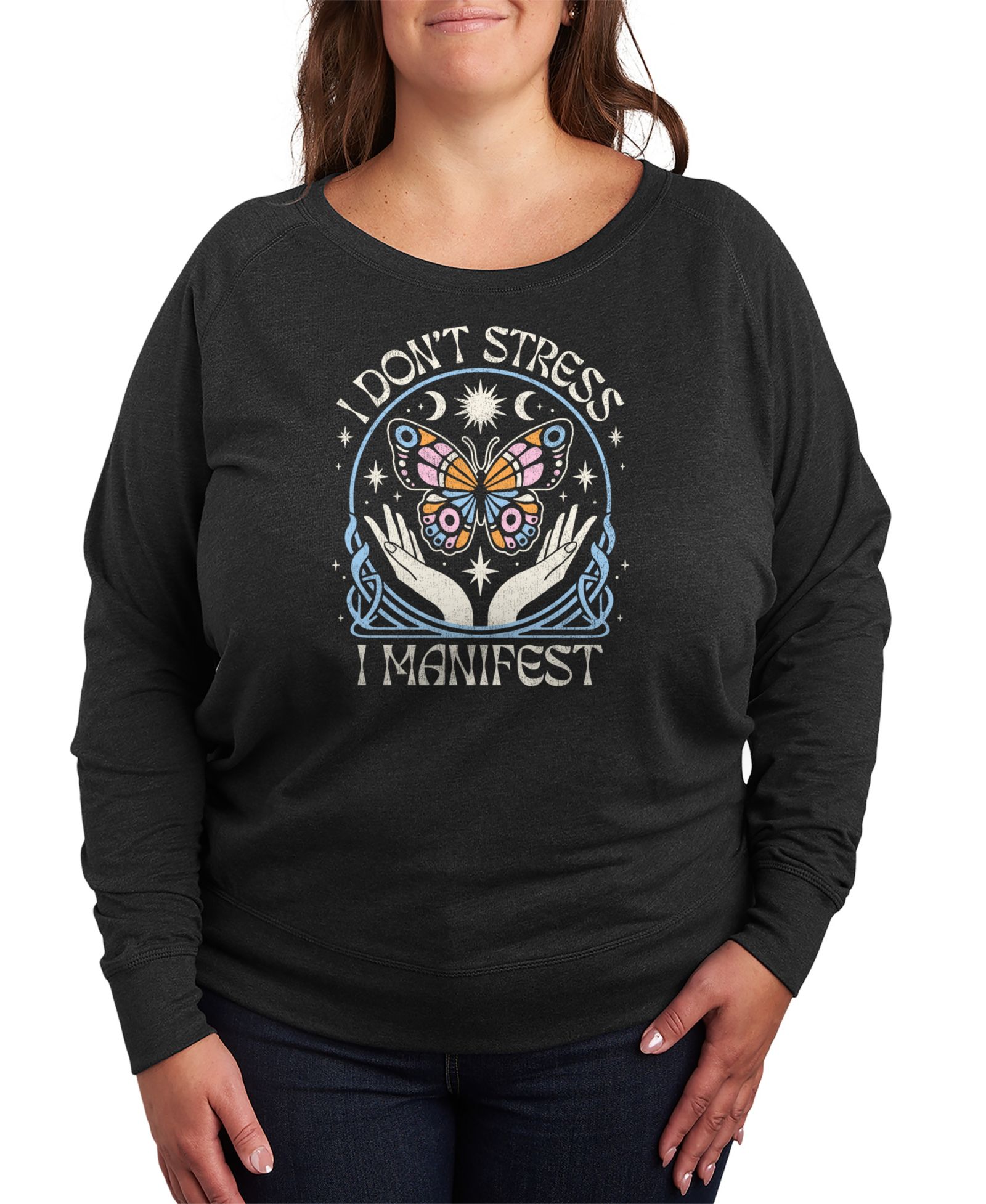 Женская футболка Hybrid Apparel Plus Size Don't Stress Manifest Graphic Pullover
