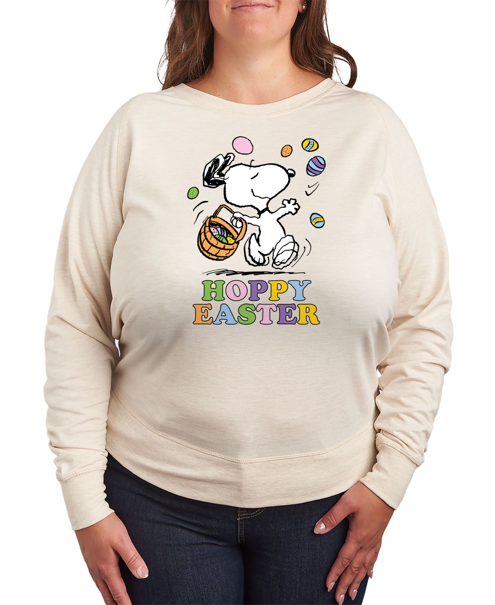 Hybrid Apparel Plus Size футболка Peanuts Snoopy Hoppy Easter Graphic с заниженной линией плеча