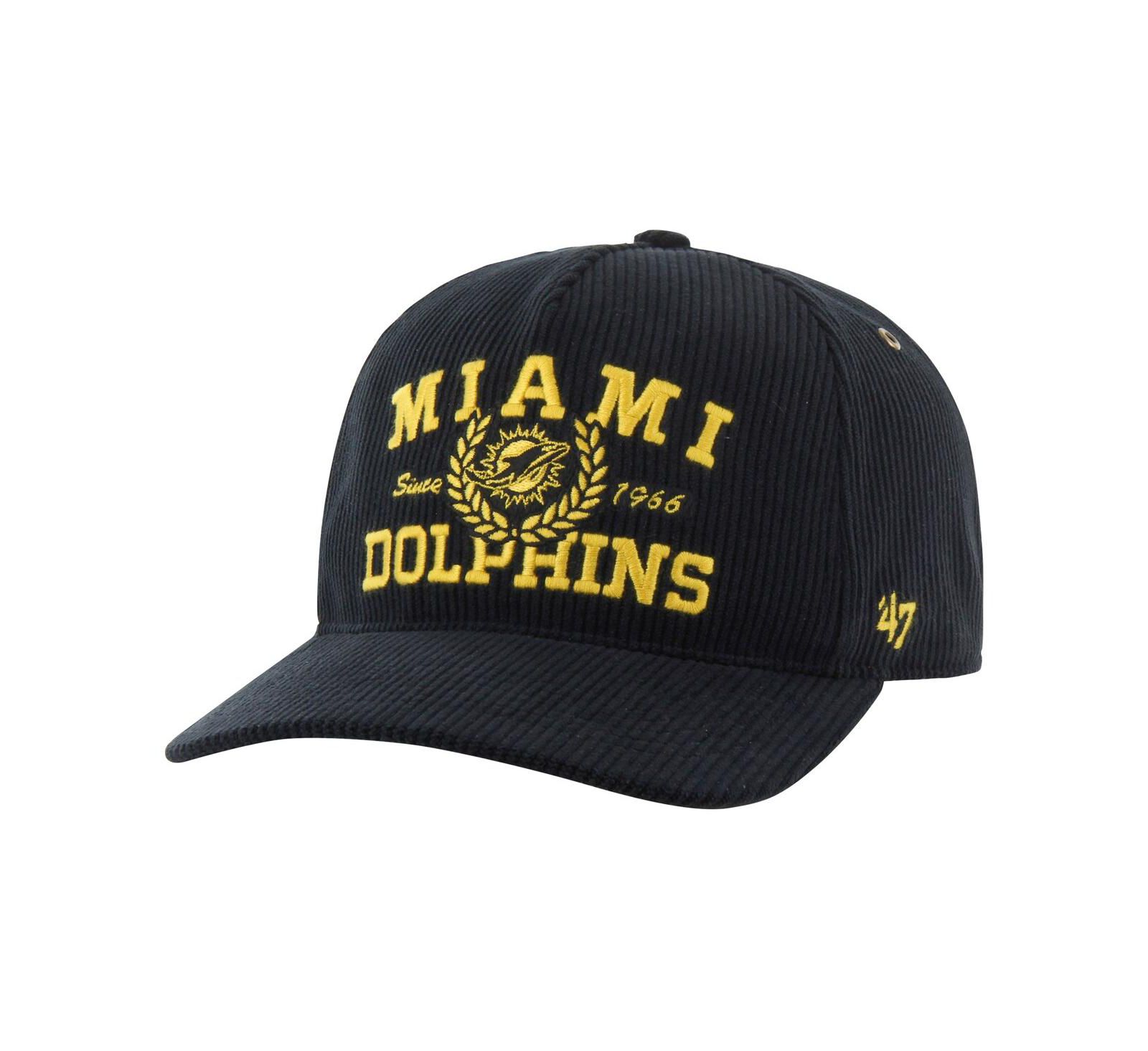 '47 Brand Men's Black Miami Dolphins Letterman Hitch Adjustable Hat