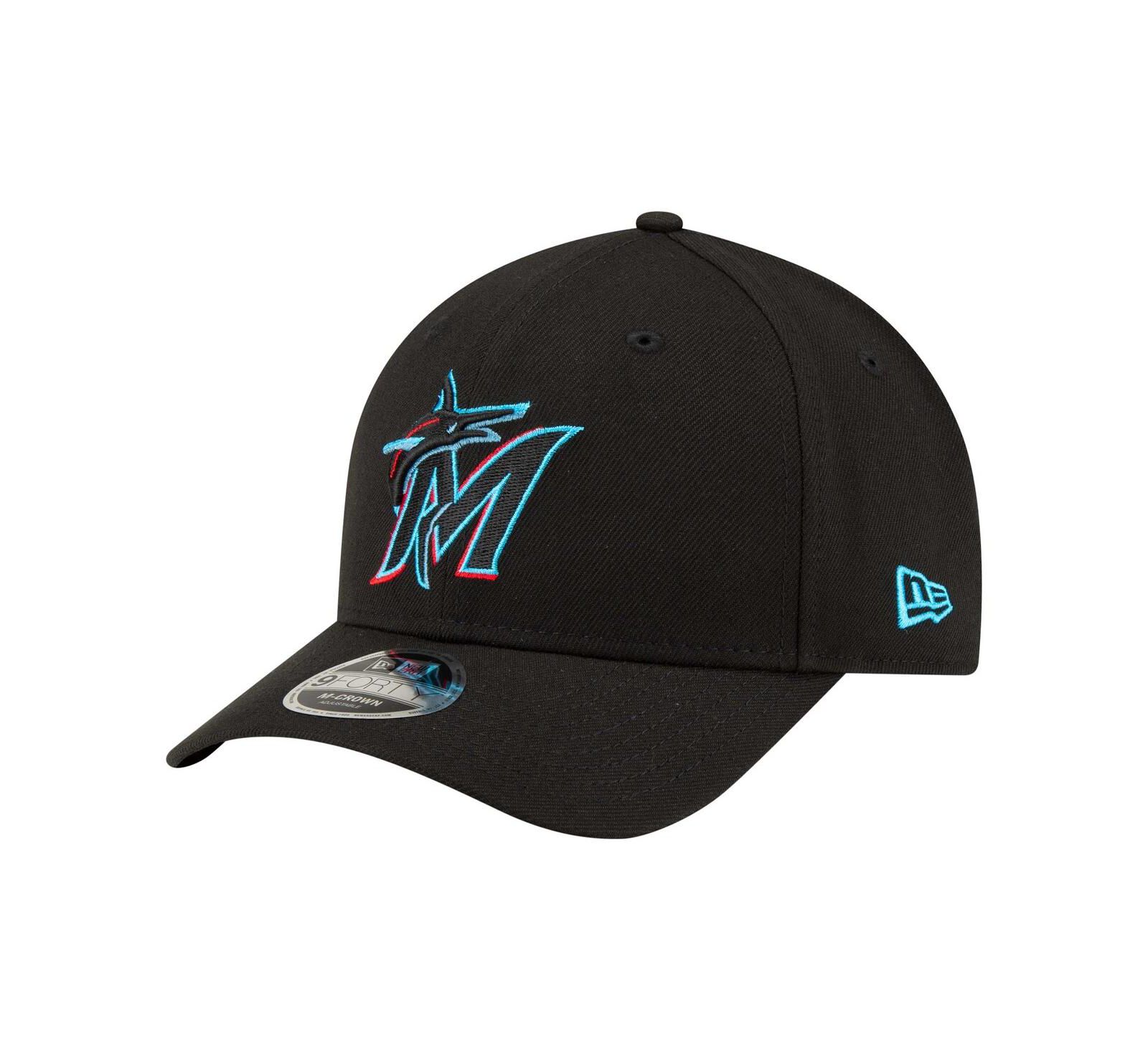 New Era Мужская кепка Miami Marlins Player Replica 9FORTY регулируемая, черная