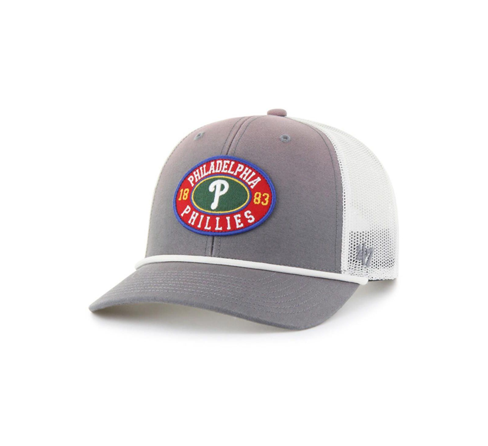'47 Brand Men's Gray/White Philadelphia Phillies Tide Sweep Rope Trucker Adjustable Hat