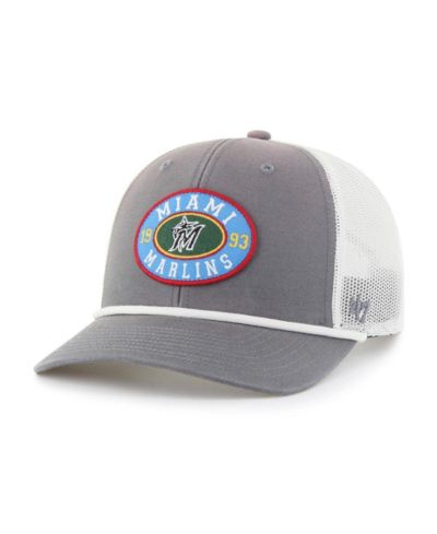 Мужская кепка '47 Brand Gray/White Miami Marlins Tide Sweep Rope Trucker Adjustable