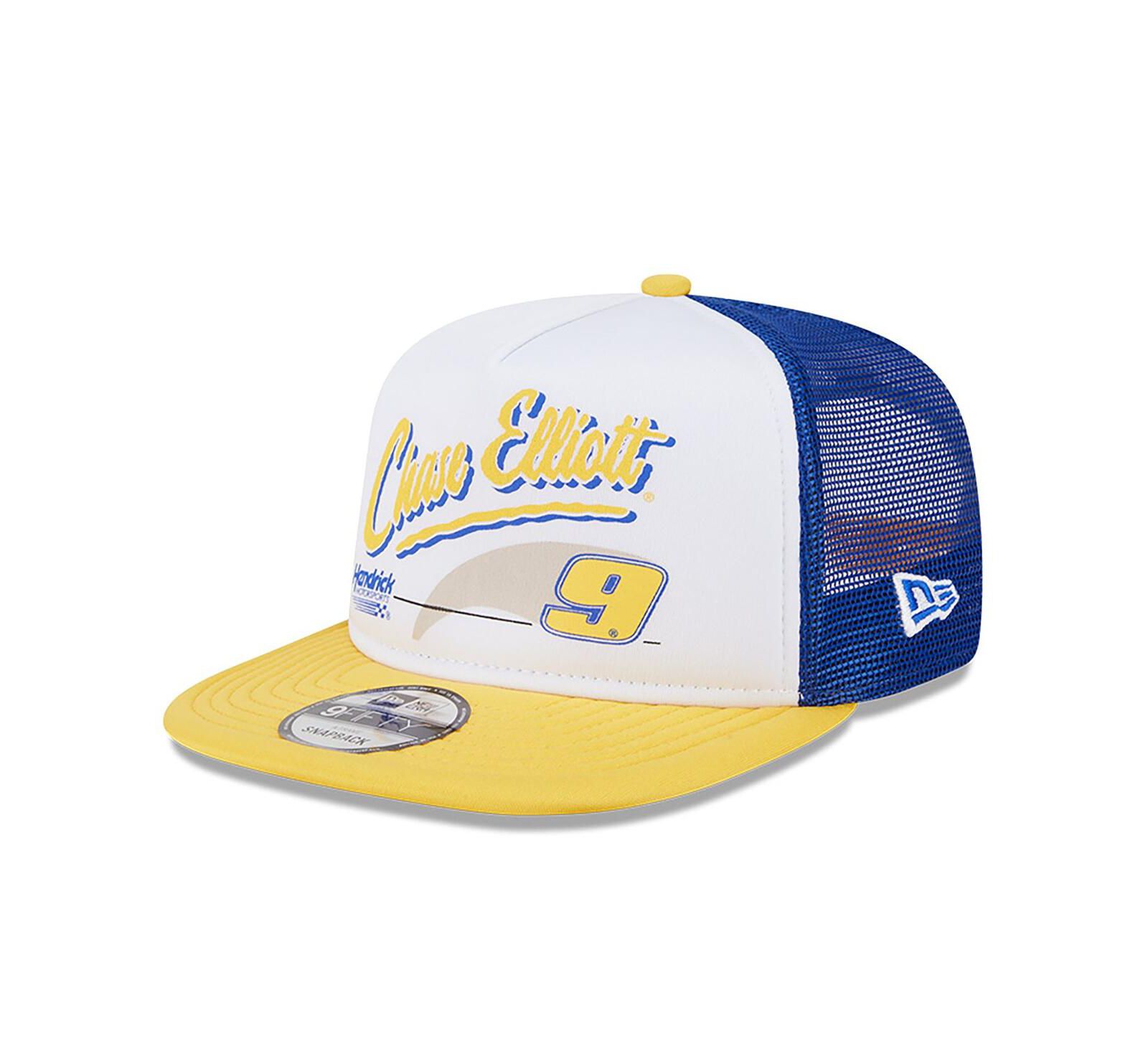 New Era Мужская кепка Chase Elliott 9FIFTY A-Frame Retro Script Snapback, Blue