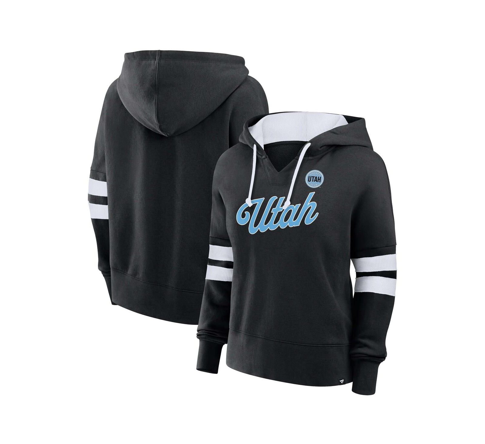 Fanatics Women's Black Utah Hockey Club Oversized Seize V-Neck Pullover Hoodie