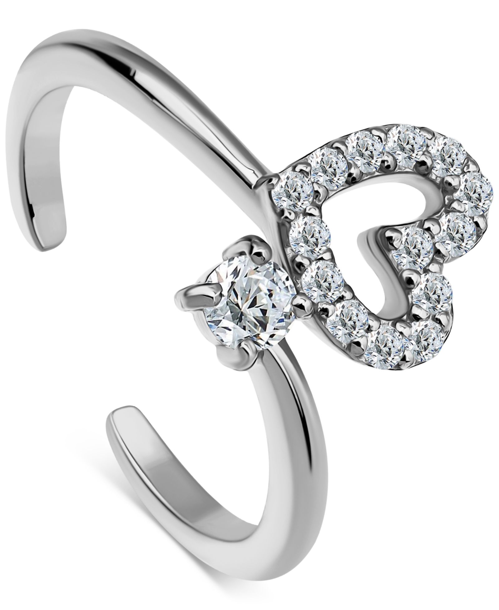Giani Bernini Cubic Zirconia Open Heart Adjustable Toe Ring, Exclusively at Macy's