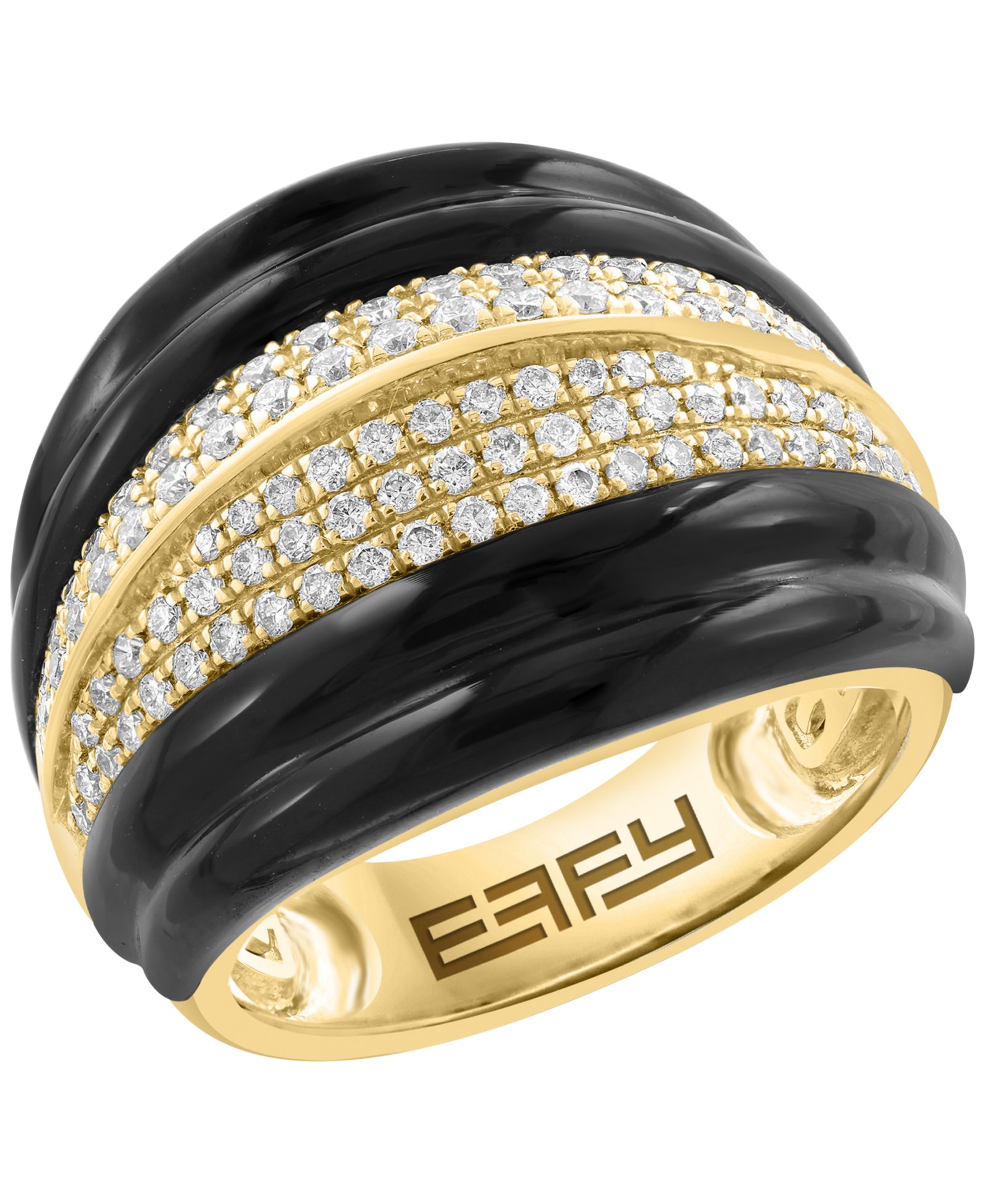EFFY® Onyx & Diamond (5/8 ct. t.w.) Statement Ring in 14k Gold-Plated Silver