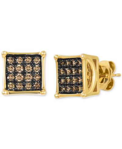 Le Vian Chocolatier® Мужские серьги-гвоздики Chocolate Diamond Square Cluster 14k Gold