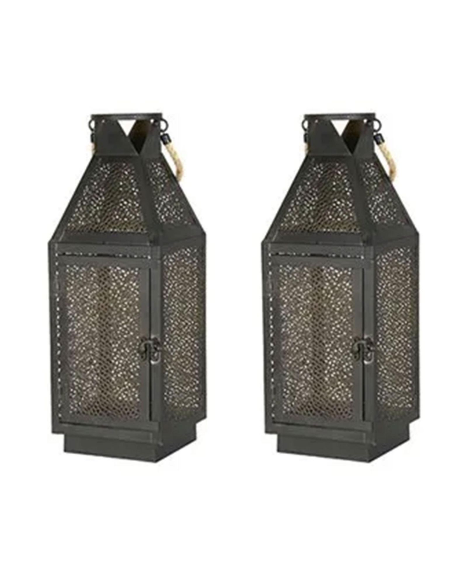 Four Seasons Courtyard 16 Inch Battery Powered 20 LED Filigree Lantern (2 Pack)