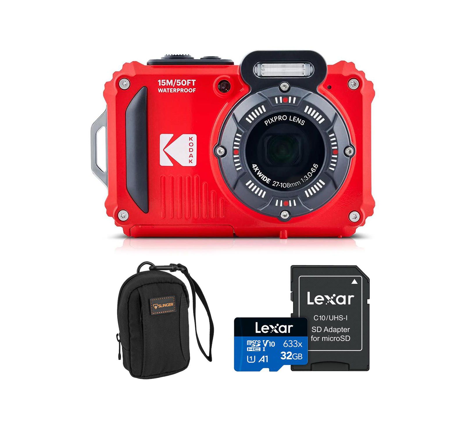 Kodak PIXPRO WPZ2 16MP FHD Waterproof Digital Camera, Red, w/32GB Card