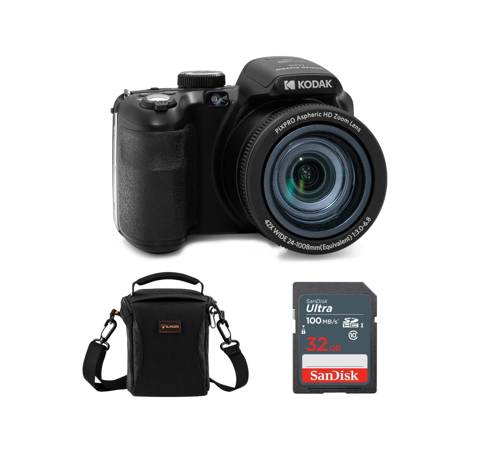 Kodak PIXPRO AZ425 Astro Zoom 20MP FHD Digital Camera,Black w/32GB Card,Bag