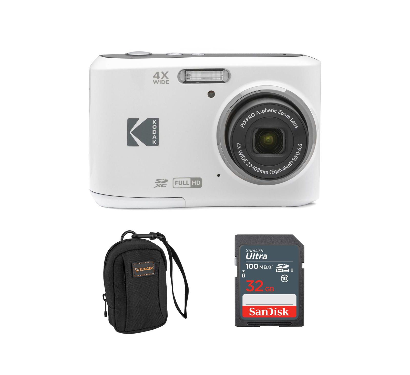 Kodak PIXPRO FZ45 Friendly Zoom 16MP Digital Camera, White, w/32GB Card,Bag