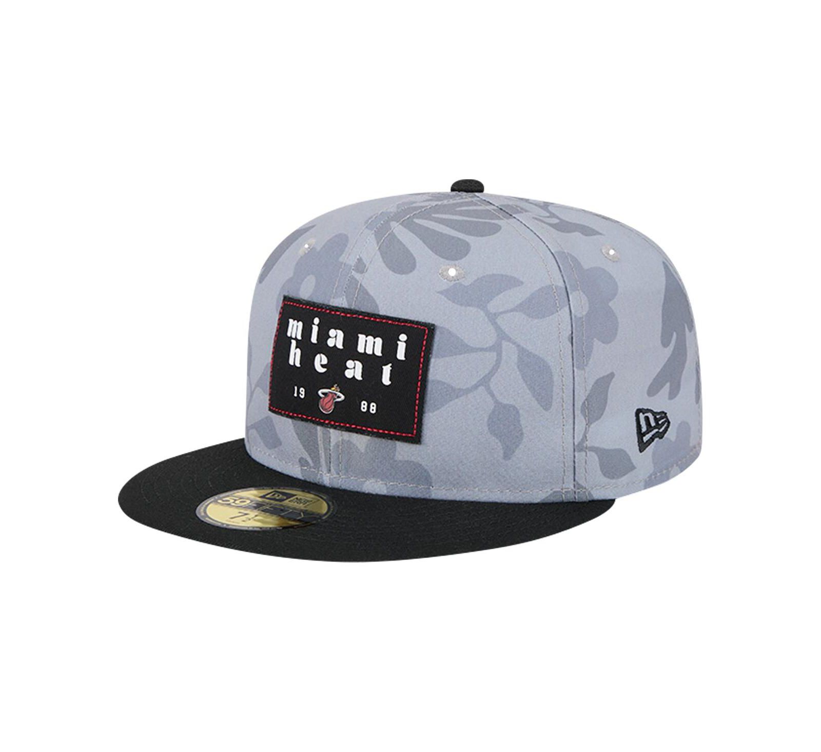 New Era Men's Gray Miami Heat Palm Fronds 2-Tone 59FIFTY Fitted Hat