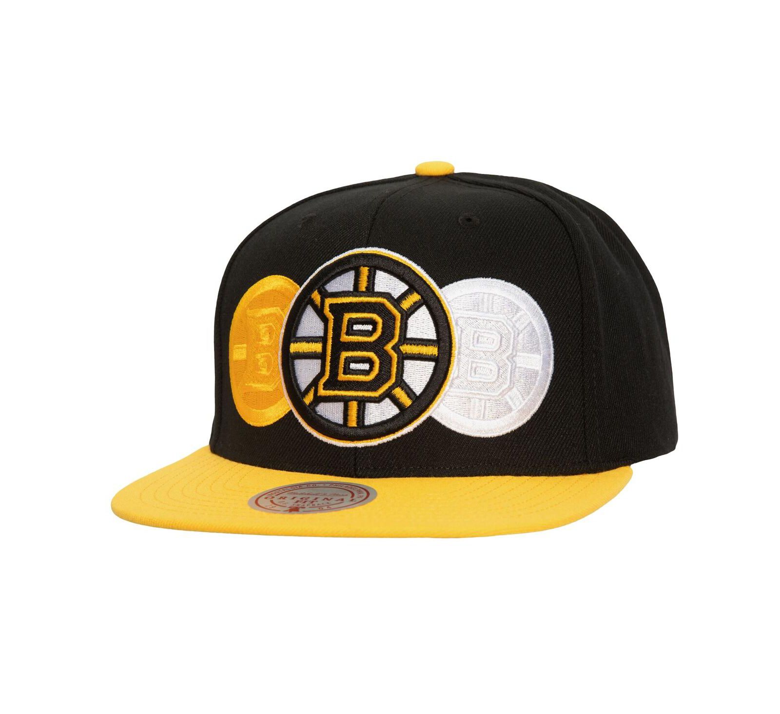 Mitchell & Ness Men's Black Boston Bruins Soul Triple Up Snapback Hat