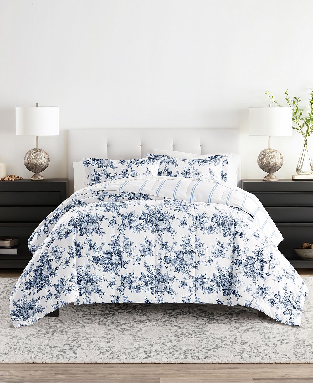 ienjoy Home Bedding Bundle Patterned 7-Piece Comforter Set, Queen