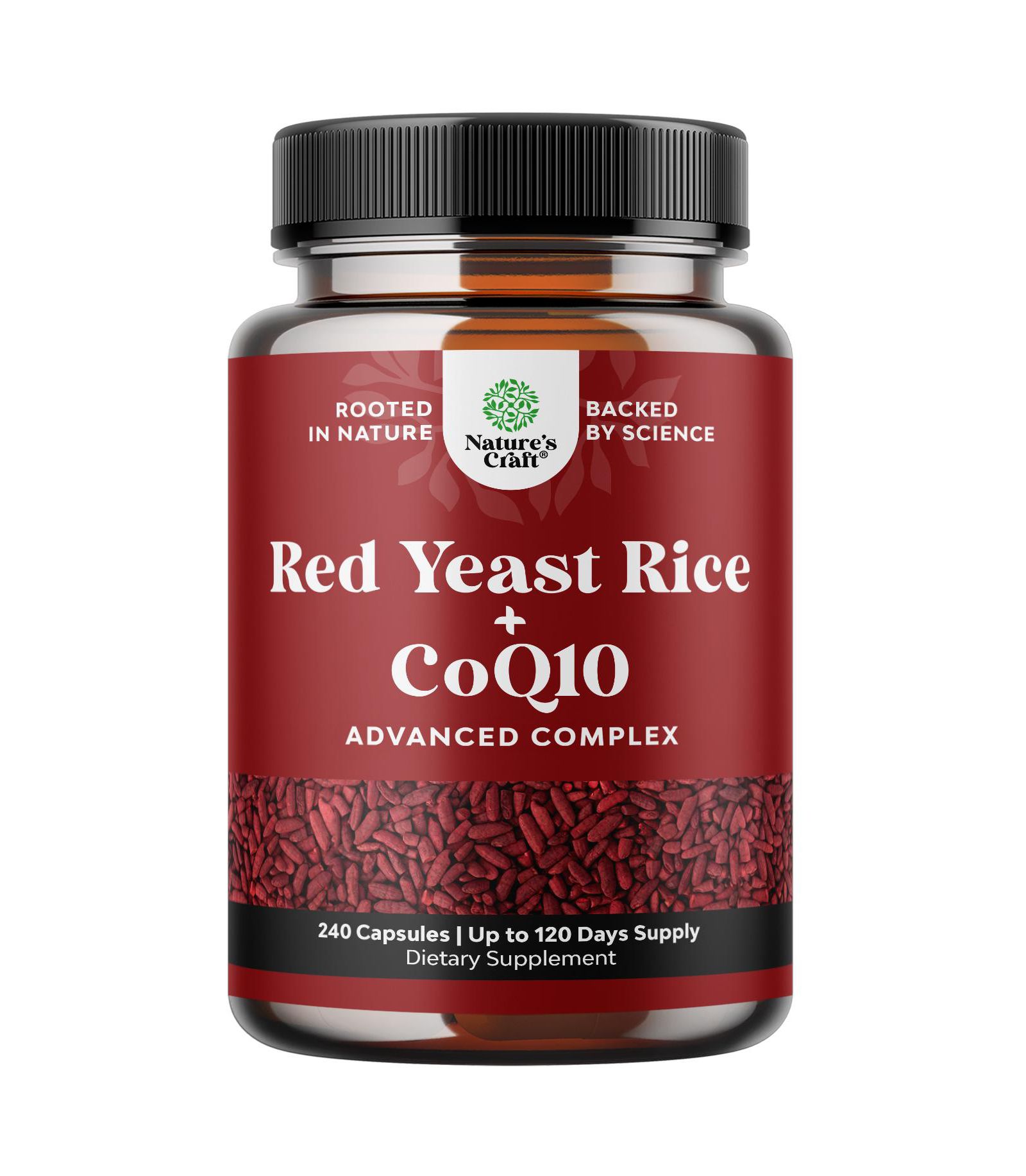 Nature's Craft красная дрожжевая эссенция + CoQ10 комплекс капсул, поддержка здоровья кожи, сердца, легких и мозга, 240 шт.